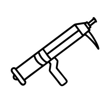 Bir caulk tabancasını tasvir eden temiz çizgi sanat ikonu, ev geliştirme, inşaat ve çeşitli DIY projeleri için önemli bir araç. Mühürleme görevlerini göstermek için mükemmel.