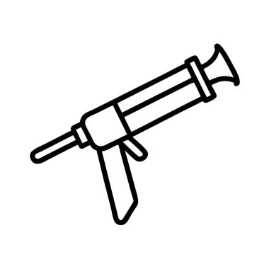 Bu modern çizgi sanat ikonu bir kazıma tabancası tasvir ediyor, inşaat, DIY projeleri ve ev yenileme görevleri için vazgeçilmez bir araç,.