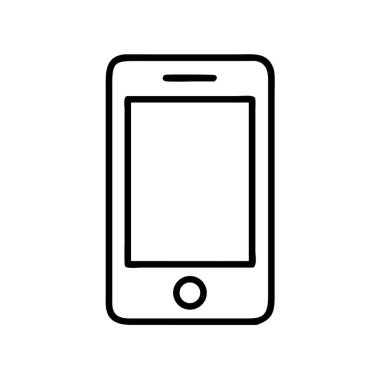 Akıllı telefonu temsil eden parlak ve modern bir minimalist çizgi sanat ikonu. Kullanıcı arayüzü tasarımı, web uygulamaları, mobil teknoloji temaları ve dijital iletişim konseptleri için ideal. Temiz ve çok yönlü grafik ögesi.
