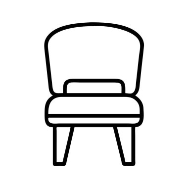 Döşemeli sandalyenin minimalist çizgi sanat simgesi, iç tasarım, ev dekorasyonu, mobilya ve rahat oturma konseptleri için mükemmel. Temiz vektör grafik ögesi.