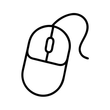 Kablolu bir bilgisayar faresinin minimalist çizgisi çizimi. Bu temiz vektör simgesi, web tasarımı için ideal dijital etkileşim, hesaplama ve teknoloji çevresellerini temsil eder..
