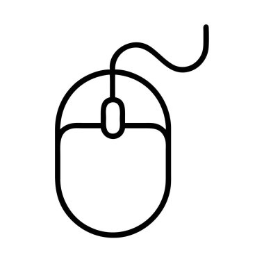 Klasik bir bilgisayar faresinin ana hatlı vektör simgesi, kaydırma tekerleği ve bağlı kablo. Kullanıcı arayüzü, web tasarımı ve teknoloji projeleri için mükemmel, temiz, minimalist estetik ve kolay bir entegrasyon sunuyor.