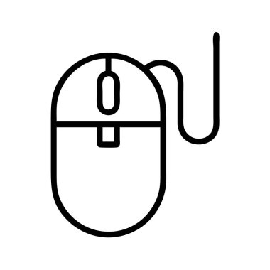 Klasik bir bilgisayar faresinin basit bir çizgisi çizimi. Bu vektör grafiği, dijital etkileşimi sembolize eden web tasarımı, UI elemanları, sunumlar ve teknolojiyle ilgili projeler için idealdir..