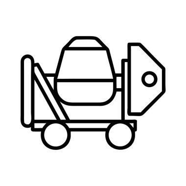 Beton karıştırıcı makinesinin basit, temiz bir sanat simgesi. İnşaat, inşaat ve yenileme projeleri için temel ağır ekipman, çimento, kum ve suyun verimli bir şekilde karıştırılması.