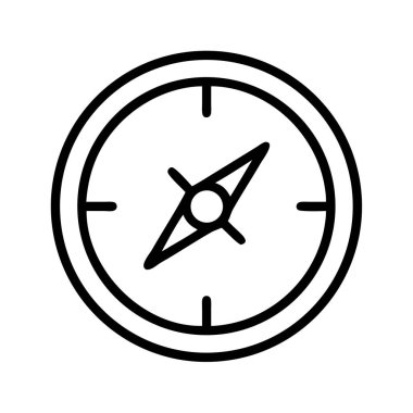 Bir pusulanın minimalist çizgi sanat simgesi, yönü, rehberliği, keşfi ve birinin yolunu bulmayı sembolize eder. Web siteleri, uygulamalar ve eğitim materyalleri için mükemmel.