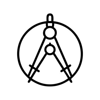 Çember oluşturan bir pusulanın basit siyah çizgi resim simgesi. Bu geometrik araç hassasiyeti, eğitimi, mimariyi ve mühendisliği temsil eder..