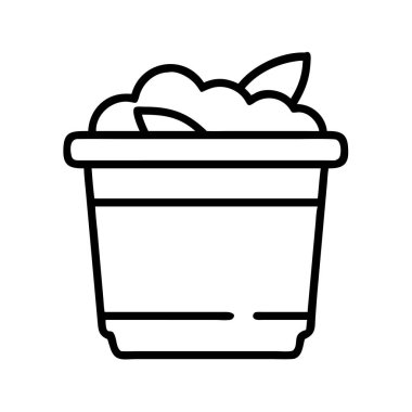 Bir tencerede büyüyen, büyümeyi, doğayı, bahçıvanlığı ve çevre bakımını sembolize eden küçük bir bitkiyi tasvir eden basit, temiz bir çizgi sanat ikonu. Web, uygulama ve yazdırma için ideal.