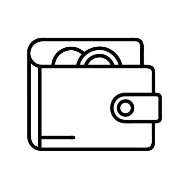 İçinde para, para, ödeme, ekonomi ve kişisel finans yönetimini sembolize eden bir cüzdanın minimalist çizgi sanat simgesi. Bütçe tasarımı için mükemmel..