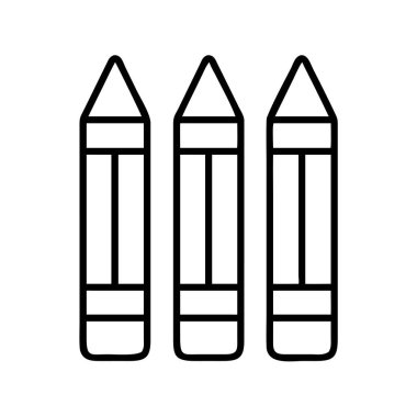 Eğitim, yaratıcılık ve sanatsal projeler için mükemmel üç dik boya kaleminin yer aldığı basit bir çizgi çizimi. Çeşitli tasarım ihtiyaçları için ideal.