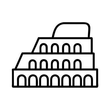 Antik Roma Kolezyumu 'nun minimalist taslak simgesi. Bu vektör illüstrasyonu, seyahat, tarih veya kültürel tasarımlar için mükemmel olan ünlü bir tarihi simgeyi temsil eder..