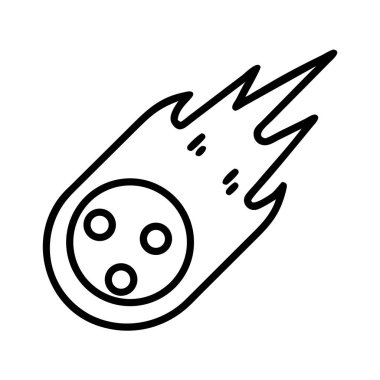 Uzayda hızla ilerleyen bir kuyrukluyıldız ya da göktaşını tasvir eden siyah, basit bir taslak ardında ateşli bir iz bırakıyor. Astronomi, bilim ya da tuhaf temalar için ideal.