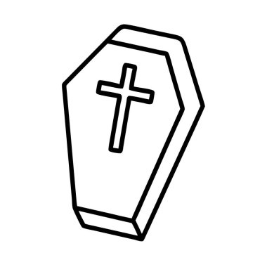 Tabutu bir haçla tasvir eden, ölümü, defni ve dini nihayeti sembolize eden basit bir sanat simgesi. Bu minimalist çizim çeşitli tasarımlar için idealdir..