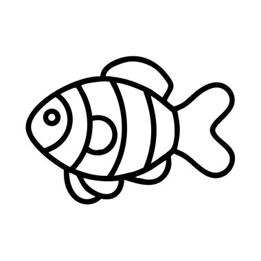 Kendine özgü çizgileri olan bir çizgi film balığının minimalist çizgili sanat vektör çizimi. Simgeler, logolar, çocuk kitapları ya da web tasarım elementleri için mükemmel. Basit ve izole..