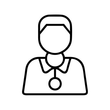 Tasmalı gömlek ve papyonlu profesyonel bir insanın temiz çizgili sanat simgesi. Hizmet sektörü personelini, çalışanları, garsonları ya da resmi etkinlik personelini temsil eder. Basit tasarım.