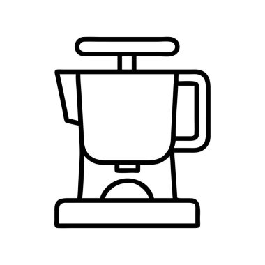 Modern bir mutfak blenderi ya da yemek işlemcisini gösteren minimalist bir taslak vektör ikonu. Grafik tasarımı, web elementleri, mutfak temaları ve sağlıklı yaşam tarzı içeriği için mükemmel..