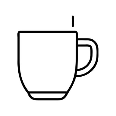 Yükselen buharlı, web, mobil uygulama arayüzleri, menüler veya baskı tasarımı için uygun sıcak kahve ya da çay bardağını tasvir eden minimalist bir çizgi sanat ikonu. Basit ve çok yönlü grafik ögesi.