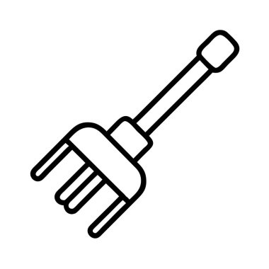 Bir minimalist çizgi sanat ikonu bir bahçe el tırmığı ya da yetiştirici sergiliyor. Bahçıvanlık, tarım, tarım ve hobi amaçlı tasarım projeleri ve uygulamaları için idealdir..