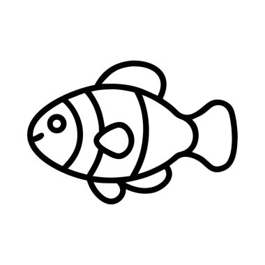 Ünlü bir okyanus hayvanı olan palyaço balığını tasvir eden temiz, minimalist bir sanat vektör ikonu. Web tasarımı, uygulamalar, eğitim içeriği veya deniz teması için ideal.