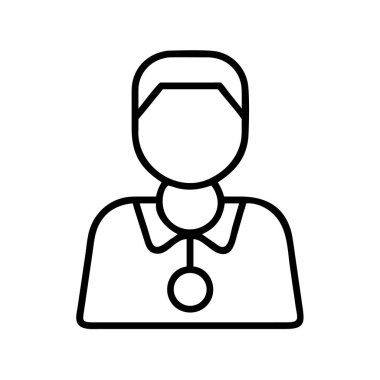 Tasmalı gömlek ve papyonlu profesyonel bir insanın temiz çizgili sanat simgesi. Hizmet sektörü personelini, çalışanları, garsonları ya da resmi etkinlik personelini temsil eder. Basit tasarım.