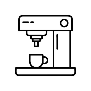 Modern bir kahve veya espresso makinesini temsil eden taslak simge, web tasarımı, mobil uygulamalar, bilgi grafikleri ve kullanıcı arayüzü elemanları için mükemmel. Bu izole grafik çok yönlüdür..