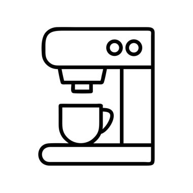 Bir kahve makinesinin bardağa sıcak içecek koymasının basit bir taslak çizimi. Web, uygulama, ui / ux tasarımı veya yazdırma projeleri için ideal.