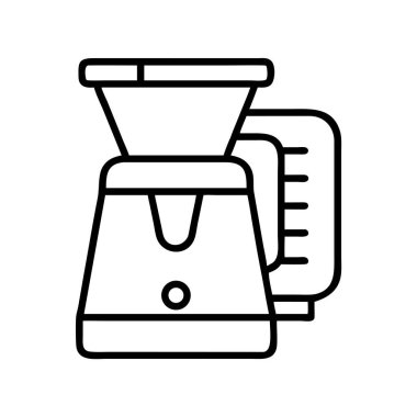Modern kahve öğütücüsünün ayrıntılı sanat simgesi, temel mutfak gereçleri. Web tasarımı, uygulamalar ve kusursuz çizimler gerektiren mutfak projeleri için mükemmel..