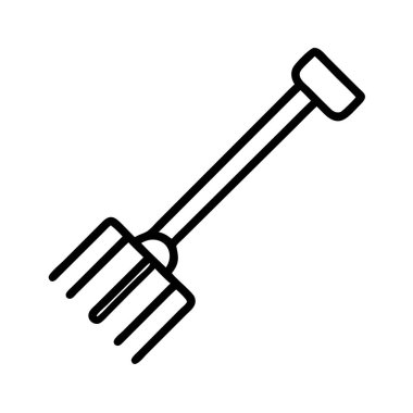 Bu bir bahçe çatalının minimalist çizgisi çizimi, çiftçilik ve bahçıvanlık için temel bir araç. Tarım temaları, toprak çalışmaları ve tarım kavramları için ideal.