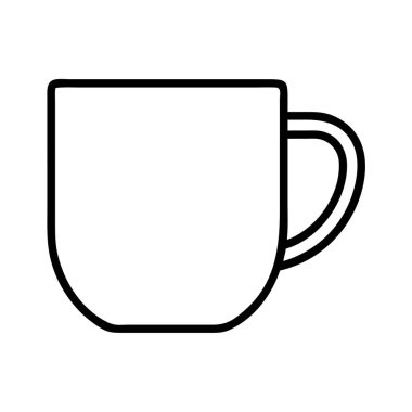 Klasik bir fincan ya da kupanın basit siyah taslak vektör ikonu, kahve, çay ya da kakao gibi sıcak içecekleri temsil etmek için mükemmel. İzole edilmiş grafik ögesi.