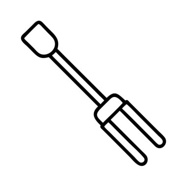 Yemek hazırlama, pişirme ve mutfak işleri için gerekli olan mutfak çırpıcı eklentisini tasvir eden basit bir çizgi sanat ikonu. Modern grafik tasarım projeleri için mükemmel.