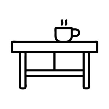 Basit bir masaya konmuş sıcak kahve ya da çay fincanının yer aldığı minimalist çizgiler çizimi. Bu vektör grafiği UI / UX, web tasarımı veya eğitim kaynakları için idealdir.