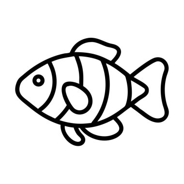 Bir palyaço balığının simgesi, grafik tasarımı için ideal, deniz teması, çocuk projeleri, eğitim malzemeleri ve okyanus yaşamı kavramları..