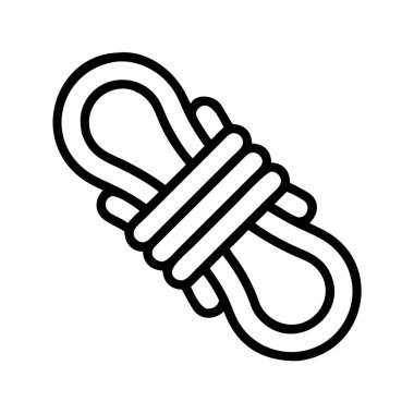 Basit siyah beyaz çizgili bir halat çizimi. Açık hava sporları, macera, tırmanış, yürüyüş ve güvenlik grafikleri için mükemmel. Kullanışlı vektör ögesi.