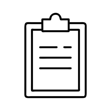 Bir pano ve belgenin minimalist taslak vektör simgesi. Dijital arayüzler veya sunumlarda görev yönetimi, raporlar, notlar, formlar ve veri toplama için idealdir. Temiz tasarım.
