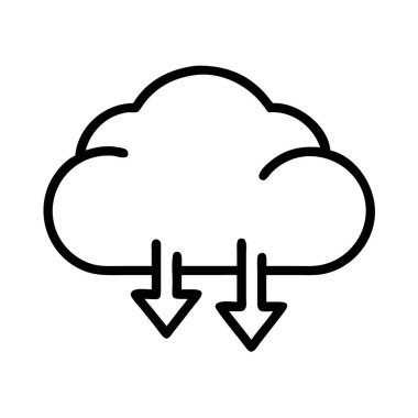 Bulut indirme, veri transferi ve sunucu bağlantısının ana hatları. Dijital dosya depolama, internet hizmeti ve web teknolojisini temsil eder.