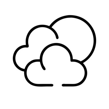 Bu, hava durumunu, hava durumunu veya veri depolamayı temsil eden biçimlendirilmiş bulutları ve güneşi gösteren bir vektör grafiği. Dijital arayüzler için ideal.