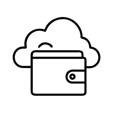 Bu çok yönlü simge, güvenli çevrimiçi ödemeler, kripto para birimi, mobil bankacılık ve finansal veri yönetimi gibi kavramlar için ideal bulut hizmetleriyle entegre edilmiş dijital bir cüzdanı temsil etmektedir..