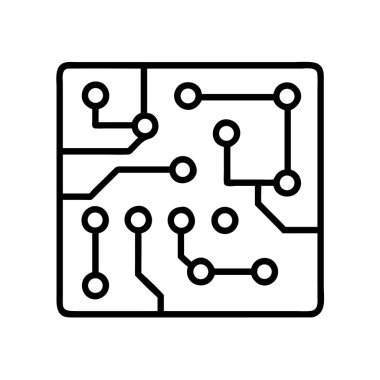 Bu vektör illüstrasyonu, birbirine bağlı yolları ve düğümleri gösteren basitleştirilmiş bir elektronik devre kartı tasarımı tasvir eder. Teknoloji, bilgisayar ve veri kavramları için ideal.