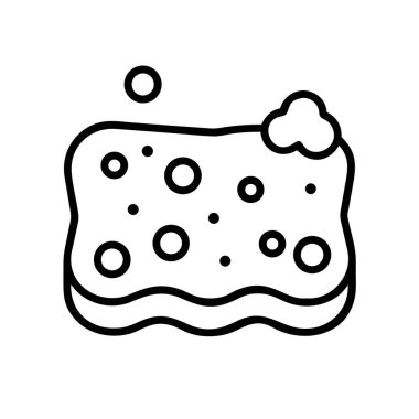 Kabarcıklı temizlik süngerinin basit bir tasviri, temizliği, hijyeni ve ev işlerini temsil ediyor. Uygulama simgeleri, web tasarımı veya bilgi grafikleri için ideal.