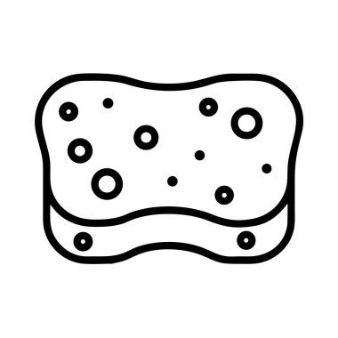 Temizlik süngeri tasvir eden minimalist siyah bir taslak. Genellikle yıkama, yıkama ya da genel temizlik hizmetlerinde kullanılır. Web ve uygulama tasarımı için ideal.