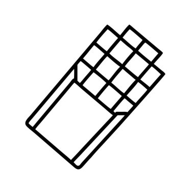 Klasik çikolata kalıbının ana hatları. Paketinden kısmen çıkarılmış. İçindeki segmentli kareleri gösteriyor. Gıda simgeleri için ideal.