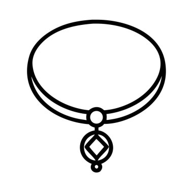 Basit bir kolyenin biçimlendirilmiş vektör çizimi. Bu zarif aksesuar, çeşitli tasarım projeleri ve moda temaları için ideal eşsiz bir geometrik kolye içerir..