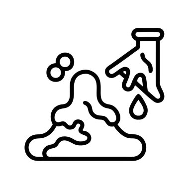 Çizgi sanat ikonu, sabun köpüğü ve köpük yığınına sıvı damlatan, temizlik, yıkama ya da hijyen uygulamalarını sembolize eden bir el resmediyor..