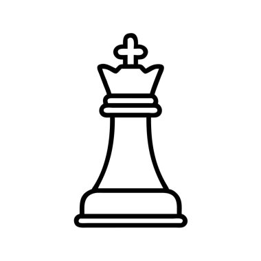 Satranç kralı taşının basit ve temiz bir çizgisi. Oyun tasarımı, strateji kavramları, başarı, liderlik, güç görselleri ve eğitim için mükemmel.