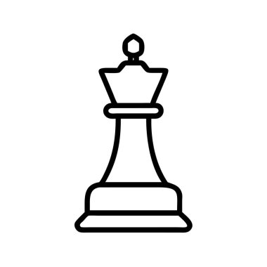 Satranç kraliçesi taşının temiz, minimalist çizgisi çizimi strateji, zeka ve gücü temsil ediyor. Oyun, eğitim veya soyut kavramlar için ideal.
