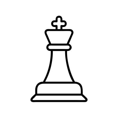 Bir satranç kralının basit siyah çizgi sanat simgesi, stratejiyi, gücü ve zekayı simgeliyor. Oyun tasarımları, eğitim materyalleri, web grafikleri ve daha fazlası için mükemmel.