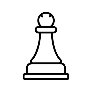 Tek bir satranç piyonu taşını tasvir eden, stratejiyi, ilerlemeyi ve taktik oyunu sembolize eden minimalist bir vektör ana hatları ikonu. Oyun tasarımı, eğitim içeriği veya iş kavramları için mükemmel.