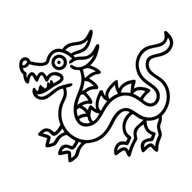 Geleneksel bir doğu ejderhasının temiz, sadeleştirilmiş siyah bir tasviri. Bu efsanevi yaratık tasarımı çocuk kitapları, kültürel olaylar veya grafik tasarım projeleri için mükemmeldir..