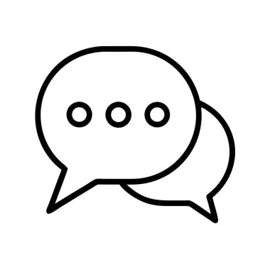 Üst üste binen sohbet veya konuşma balonu simgelerinin minimalist vektör çizimi, ön plan baloncuğunda bir elips ile, iletişimi, yazmayı veya konuşmayı sembolize eder.