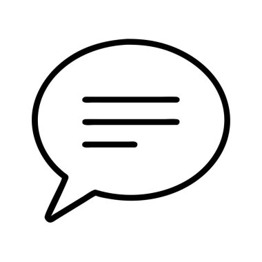 Bir konuşmanın ya da düşünce baloncuğunun içinde birden fazla yatay çizgi olan temiz bir siyah taslak simgesi, iletişimi, mesajı ya da şeffaf bir arkaplanda bekleyen bir mesajı simgeler. UI / UX için mükemmel.