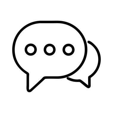 Üstüste binen iki konuşma baloncuğu tasvir eden ana vektör simgesi, devam eden bir mesaj veya konuşmayı gösteren üç nokta. Dijital iletişim arayüzleri ve UI tasarımı için ideal.